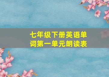 七年级下册英语单词第一单元朗读表