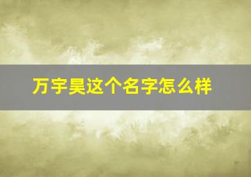 万宇昊这个名字怎么样