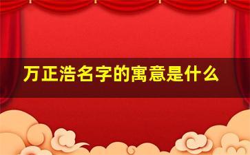 万正浩名字的寓意是什么