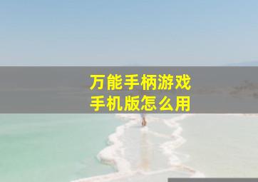 万能手柄游戏手机版怎么用