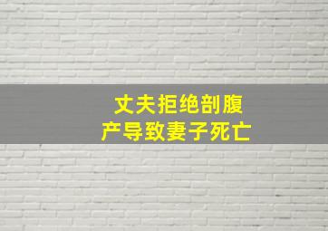 丈夫拒绝剖腹产导致妻子死亡