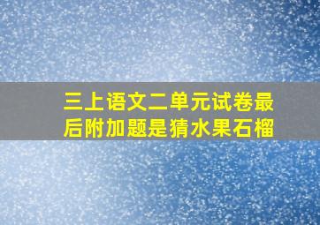 三上语文二单元试卷最后附加题是猜水果石榴