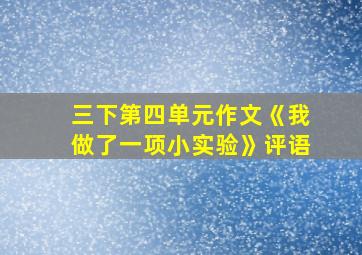 三下第四单元作文《我做了一项小实验》评语