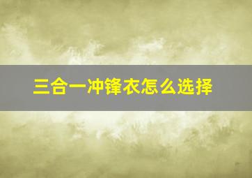 三合一冲锋衣怎么选择