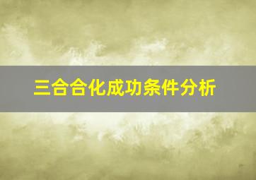 三合合化成功条件分析