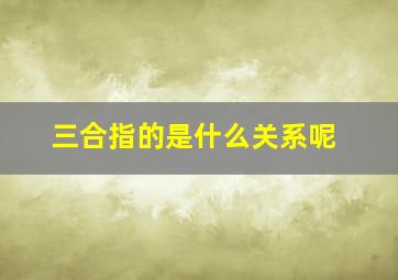 三合指的是什么关系呢