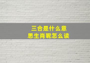 三合是什么意思生肖呢怎么读