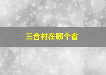 三合村在哪个省