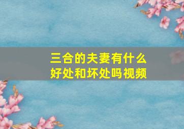 三合的夫妻有什么好处和坏处吗视频