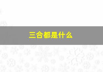 三合都是什么