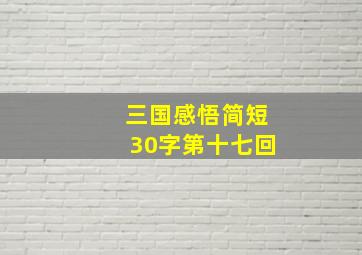 三国感悟简短30字第十七回