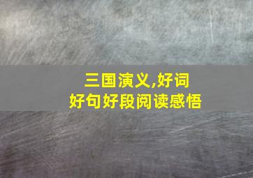 三国演义,好词好句好段阅读感悟