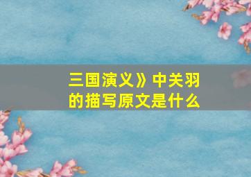 三国演义》中关羽的描写原文是什么