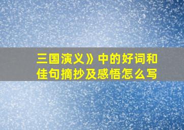 三国演义》中的好词和佳句摘抄及感悟怎么写