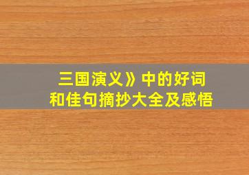 三国演义》中的好词和佳句摘抄大全及感悟