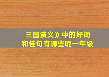 三国演义》中的好词和佳句有哪些呢一年级