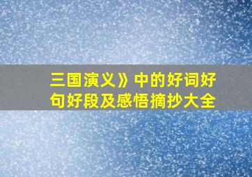 三国演义》中的好词好句好段及感悟摘抄大全