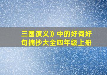 三国演义》中的好词好句摘抄大全四年级上册