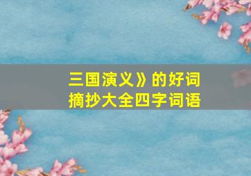 三国演义》的好词摘抄大全四字词语