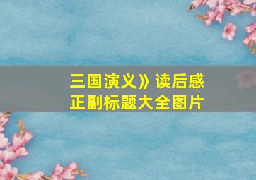 三国演义》读后感正副标题大全图片