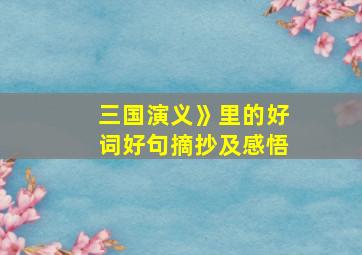 三国演义》里的好词好句摘抄及感悟