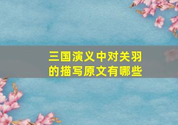 三国演义中对关羽的描写原文有哪些