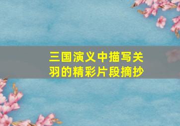 三国演义中描写关羽的精彩片段摘抄