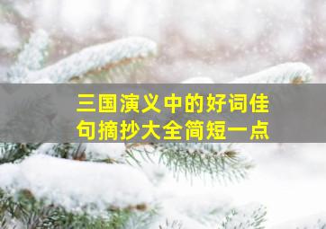 三国演义中的好词佳句摘抄大全简短一点