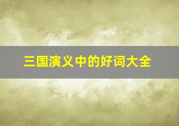 三国演义中的好词大全