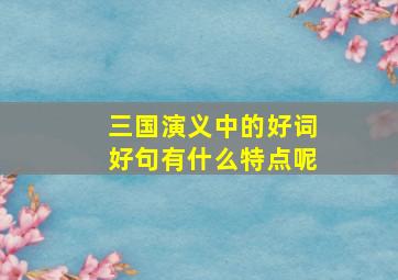 三国演义中的好词好句有什么特点呢