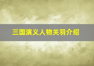 三国演义人物关羽介绍