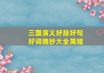 三国演义好段好句好词摘抄大全简短