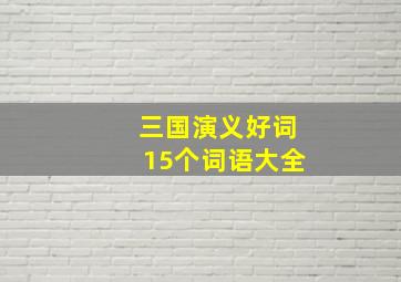 三国演义好词15个词语大全