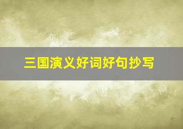 三国演义好词好句抄写