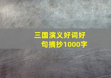 三国演义好词好句摘抄1000字