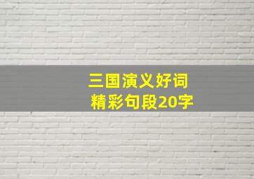 三国演义好词精彩句段20字