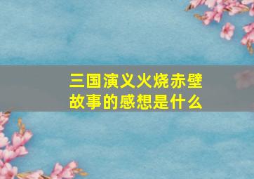 三国演义火烧赤壁故事的感想是什么