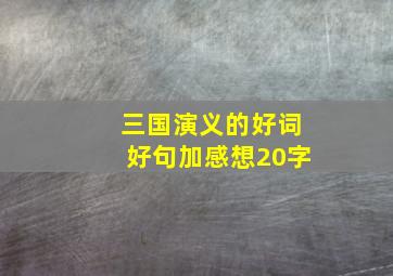 三国演义的好词好句加感想20字