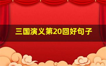 三国演义第20回好句子