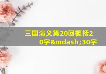 三国演义第20回概括20字—30字