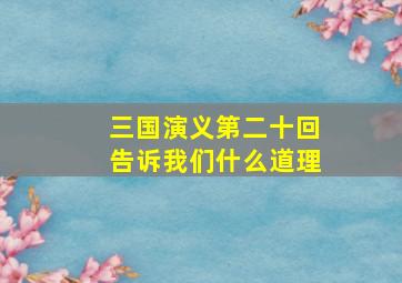 三国演义第二十回告诉我们什么道理