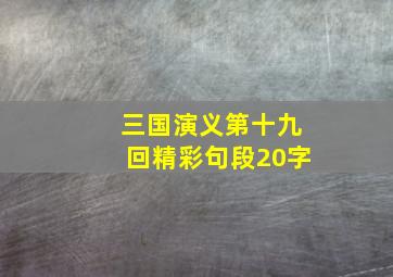 三国演义第十九回精彩句段20字