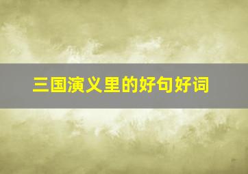 三国演义里的好句好词