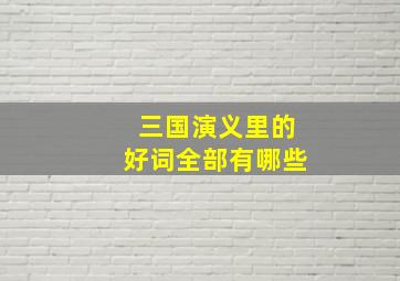 三国演义里的好词全部有哪些