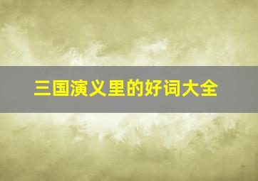 三国演义里的好词大全