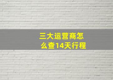 三大运营商怎么查14天行程