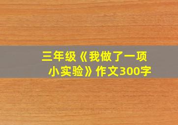 三年级《我做了一项小实验》作文300字