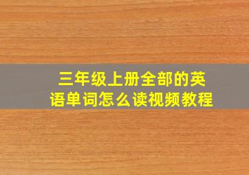 三年级上册全部的英语单词怎么读视频教程