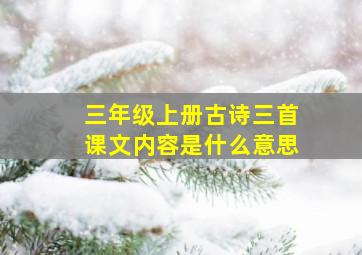 三年级上册古诗三首课文内容是什么意思