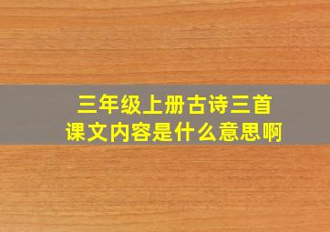 三年级上册古诗三首课文内容是什么意思啊